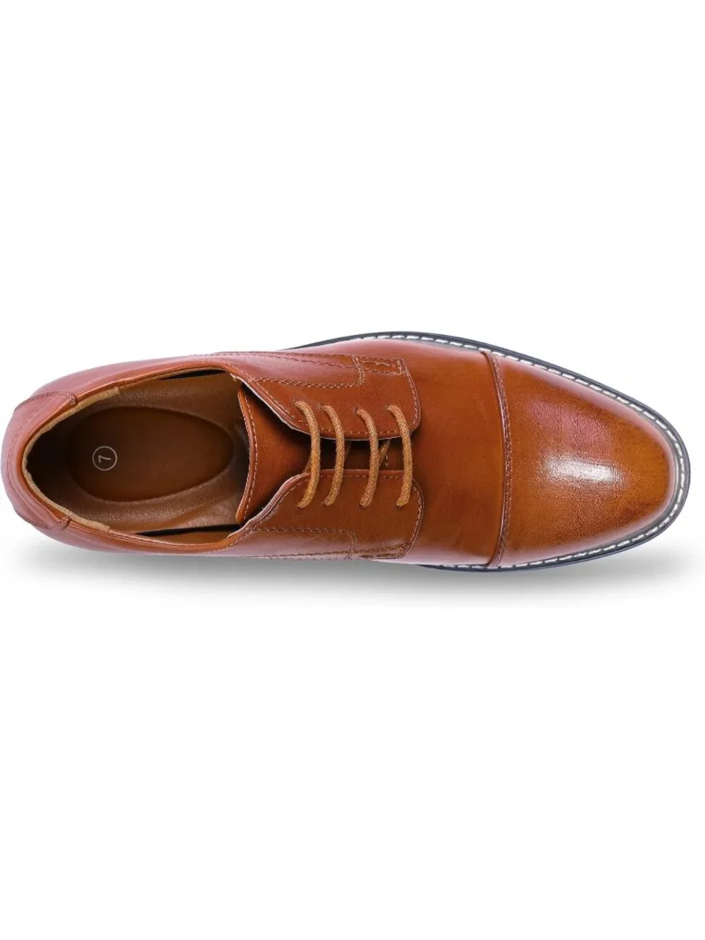 Men Yellow Brown Leather Wingtip Cap Toe Durable Sole Derby Oxford Dress Shoes